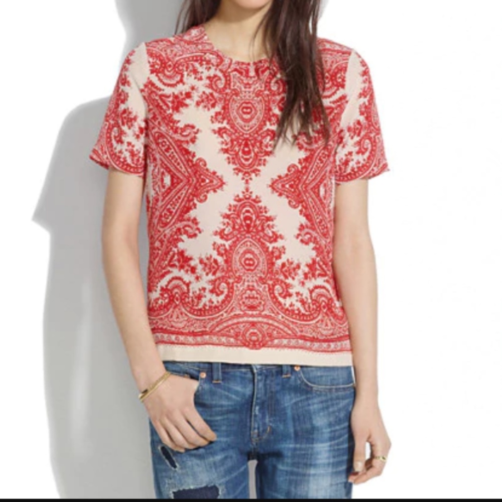 Madewell silk tee in paisley loop print